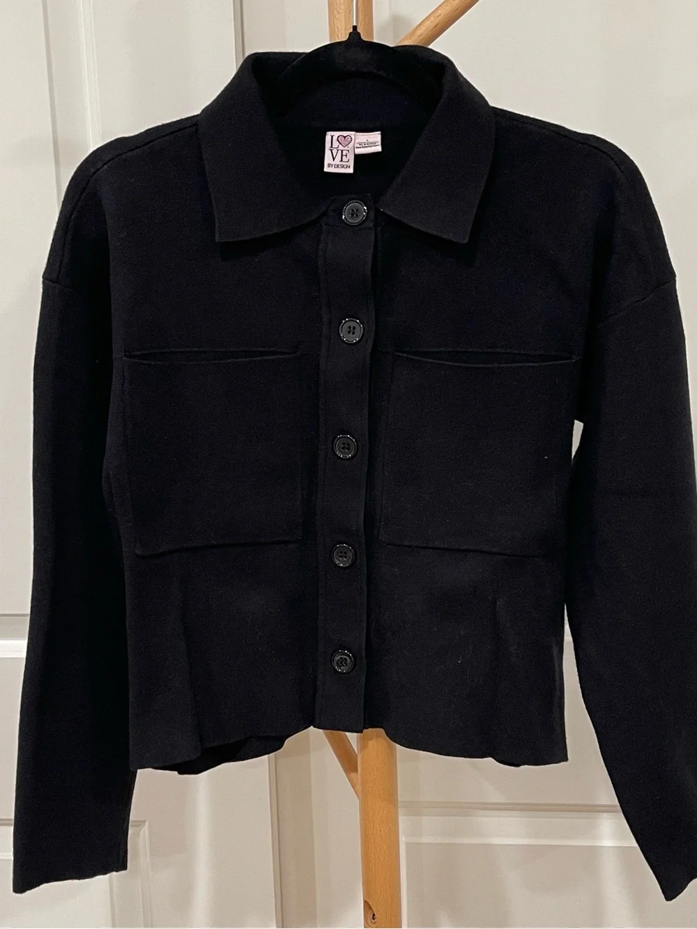 Love by Design Women’s Black Button-Front Knit Jacket